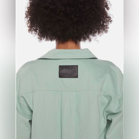 NWT Steele Women’s Oversized Green Jean Jacket size Small. - Picture 3 of 10